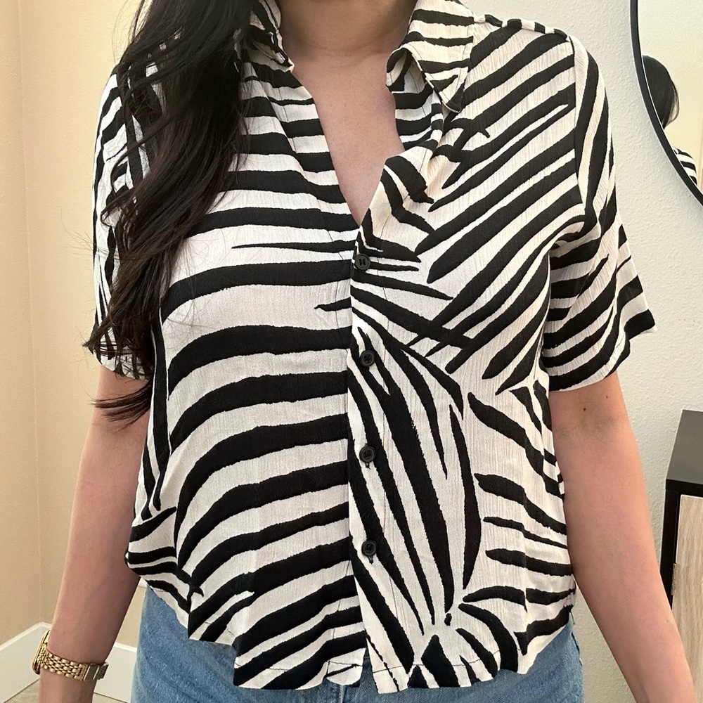 H&M Zebra Print Button-Up Blouse